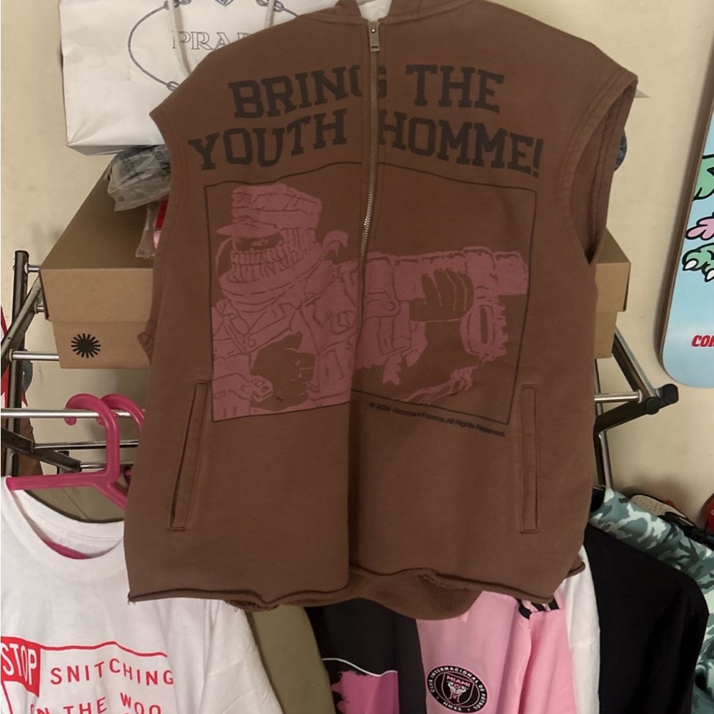 Earthy Brown Graphic Hoodie with Edgy Design